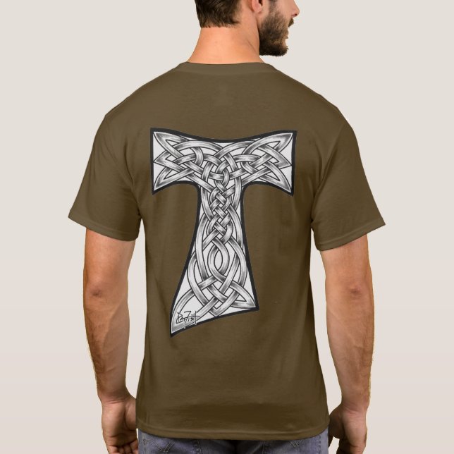 Celtic Franciscan Tau Cross T-Shirt (Back)