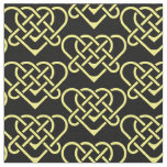 Celtic/Gadhlig braided design heart gold Fabric