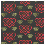 Celtic/Gadhlig braided design heart gold/red Fabric