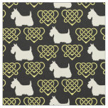 Celtic/Gadhlig braided design heart gold/red Fabric