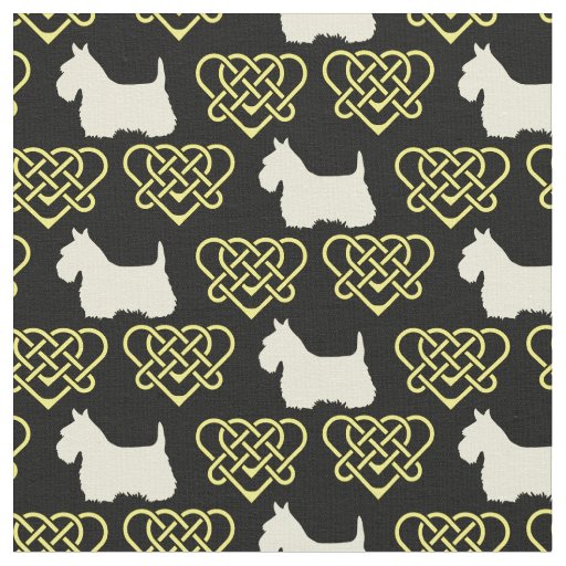 Celtic/Gadhlig braided design heart gold/red Fabric