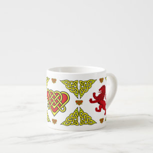 Celtic/Gadhlig heart Scotland red Rampant Lion 2 Espresso Cup