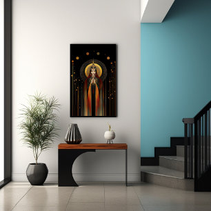 Celtic Goddess Brigid Rainbow Gold Black Art Poster