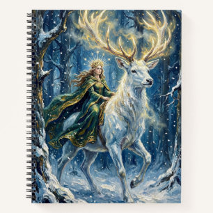 Celtic Goddess & Glowing White Stag Notebook