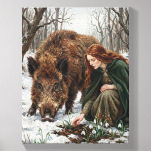 Celtic Goddess & Wild Boar Canvas Photo Tile