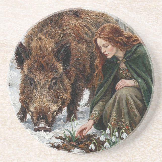 Celtic Goddess & Wild Boar Coaster (Front)