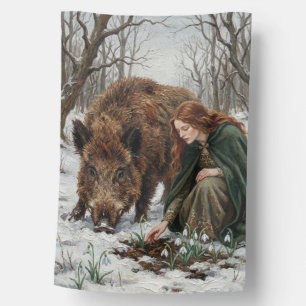 Celtic Goddess & Wild Boar House Flag