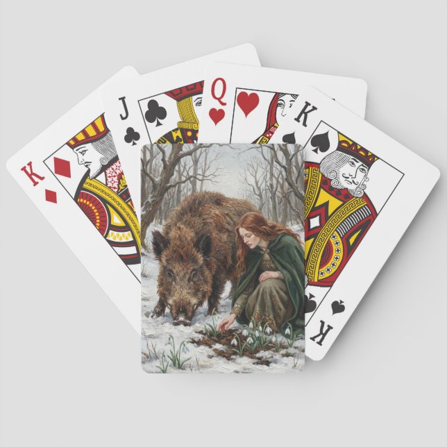 Celtic Goddess & Wild Boar Poker Cards (Back)