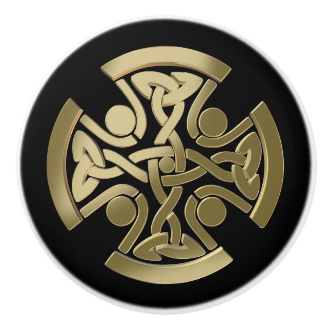 Celtic golden knot ceramic knob (Front)