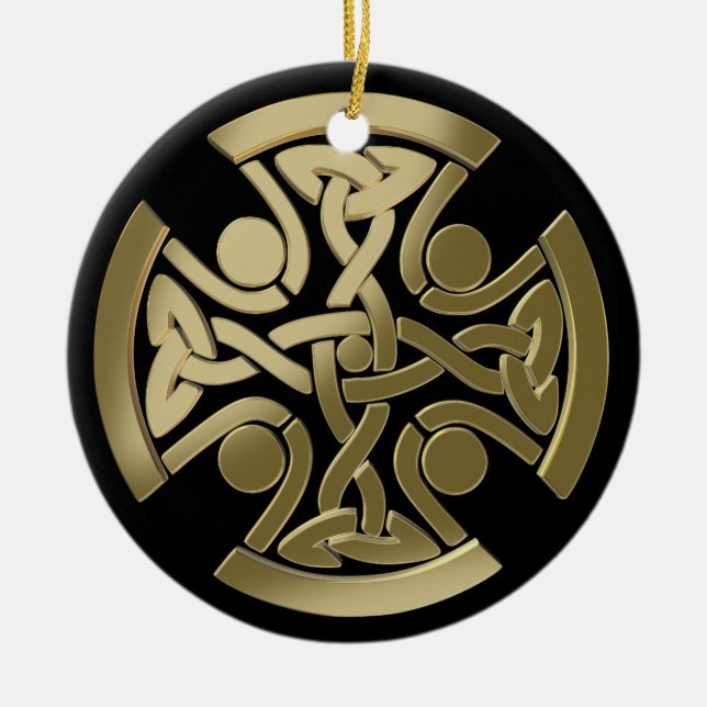 Celtic golden knot ceramic ornament (Front)