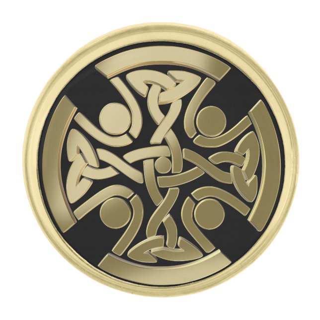 Celtic golden knot gold finish lapel pin (Front)