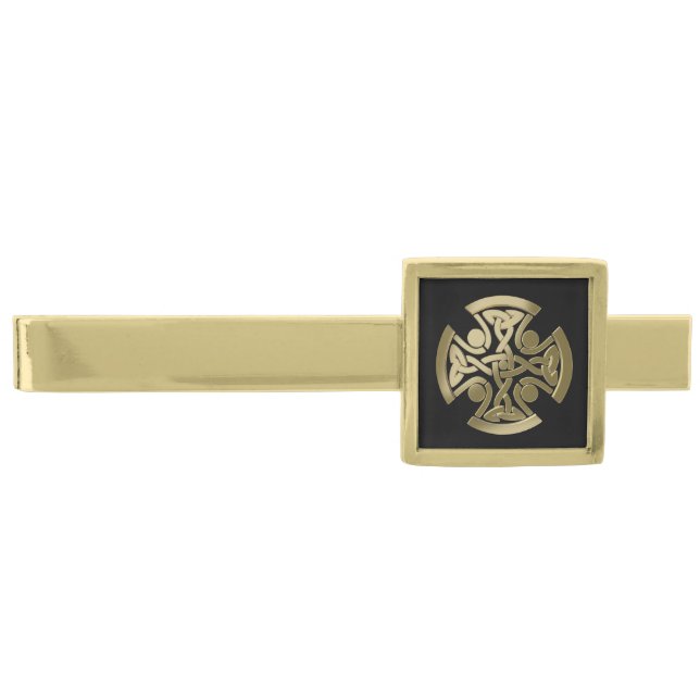 Celtic golden knot gold finish tie bar (Front)
