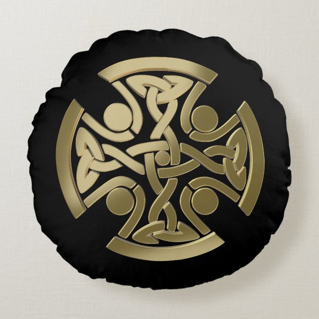 Celtic golden knot round pillow (Front)