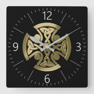 Celtic golden knot square wall clock