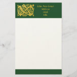 Celtic Golden Snake On Dark Green Writing Paper at Zazzle