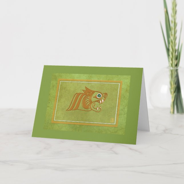 Celtic Green Blank Personalize Greeting Card (Front)