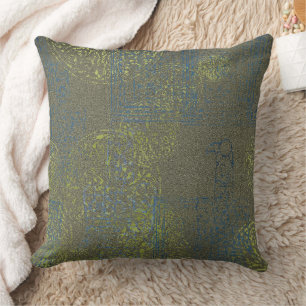 Celtic Green Blue Pattern Throw Pillow