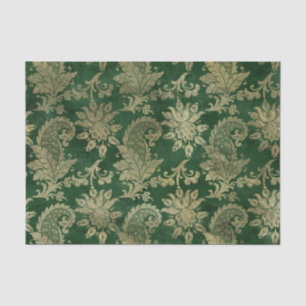 Celtic Green Gold Paisley Floral Pattern Tissue Paper