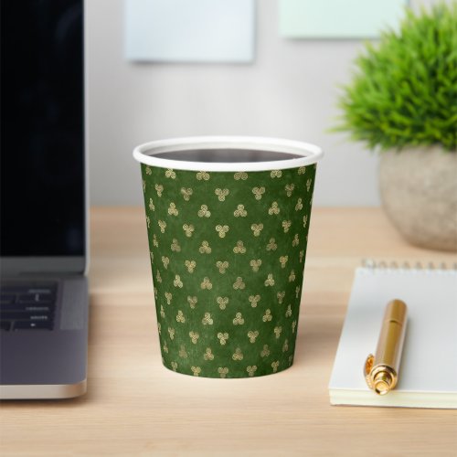 Celtic Green Gold Triple Spiral Paper Cups