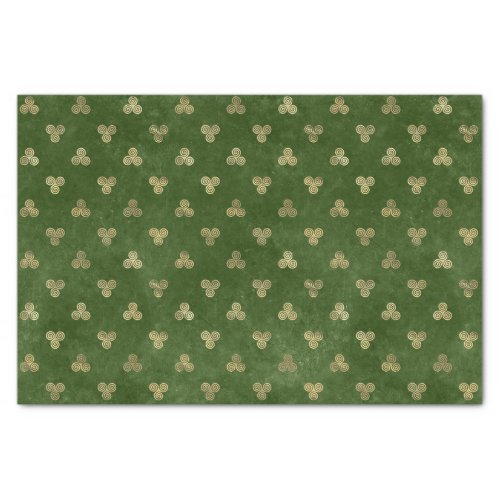 Celtic Green Gold Triple Spiral Tissue Paper