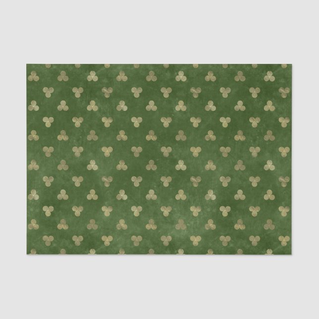 Celtic Green Gold Triple Spiral Tissue Paper (Front)