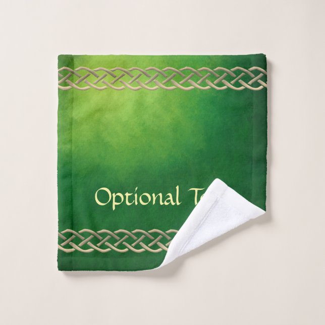 Celtic Green Knots & Leaves Bath Towel Set (Wash Cloth)