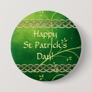 Celtic Green Knots & Leaves Button