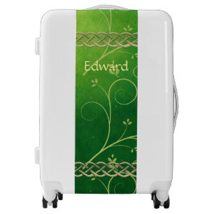 Celtic Green Knots & Leaves Luggage