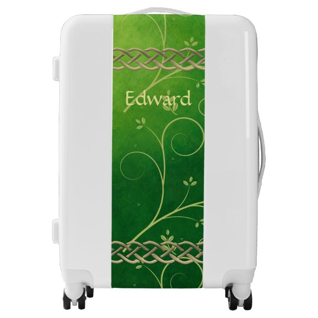 Celtic Green Knots & Leaves Luggage (Front)