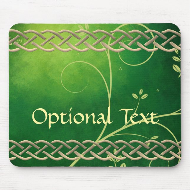 Celtic Green Knots & Leaves Mouse Pad (Front)