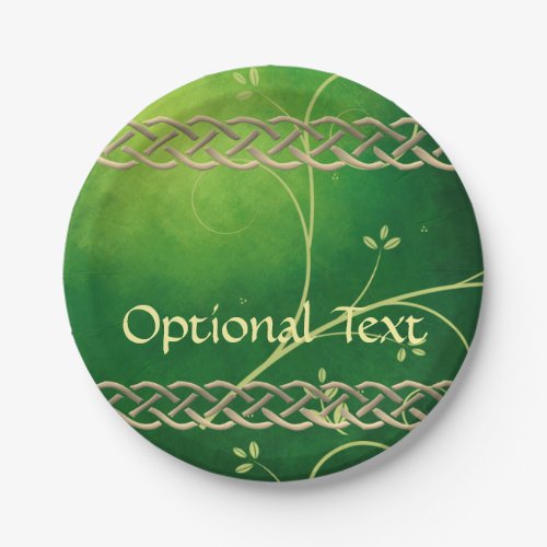 Celtic Green Knots  Leaves Paper Plates