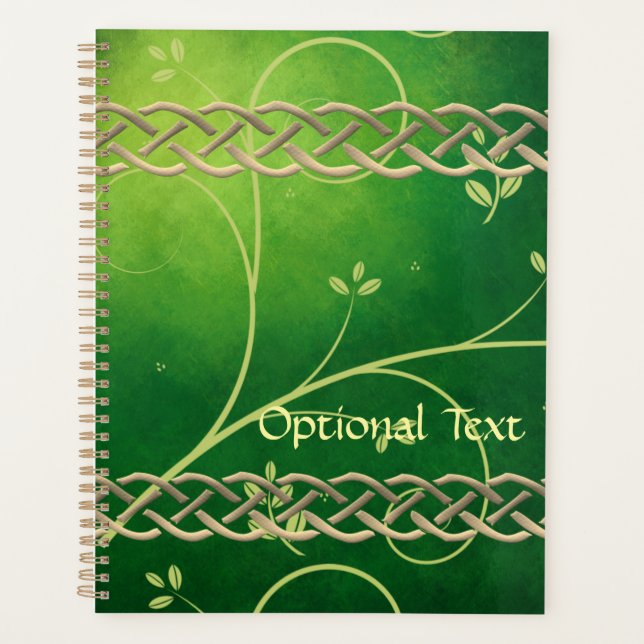 Celtic Green Knots & Leaves Planner (Front)