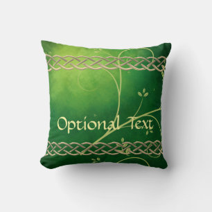 Celtic Green Knots & Leaves Throw Pillow