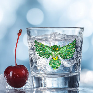 Celtic Green Knotwork Owl Flight Spread Wings Shot Glass