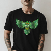 Celtic Green Knotwork Owl Flight Spread Wings