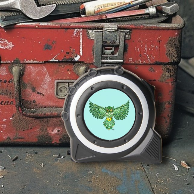 Celtic Green Knotwork Owl Flight Spread Wings Tape Measure (Creator Uploaded)