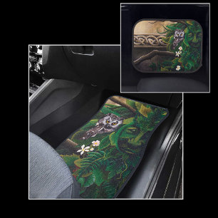 Celtic Green Man Owl Forest Spirit Fantasy Car Floor Mat