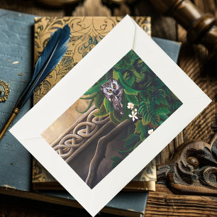Celtic Green Man Owl Forest Spirit Fantasy Rectangular Sticker