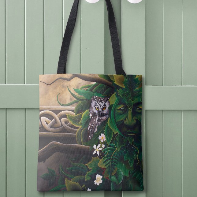 Celtic Green Man Owl Forest Spirit Fantasy Tote Bag (Creator Uploaded)