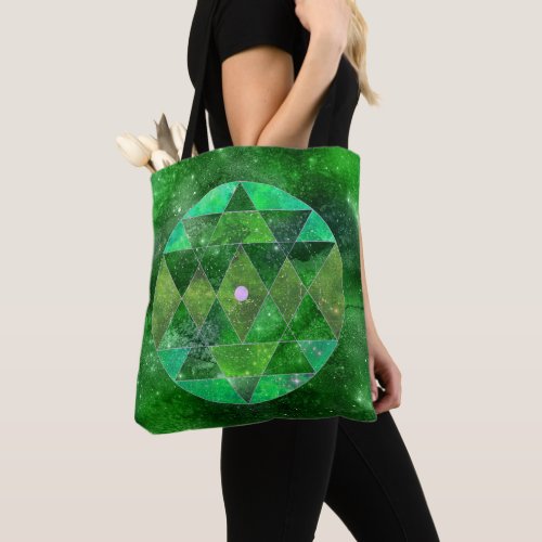 Celtic Green Mandala Galaxy Boho Sacred Geometry Tote Bag