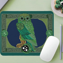Celtic Green Owl Knotwork Art Nouveau