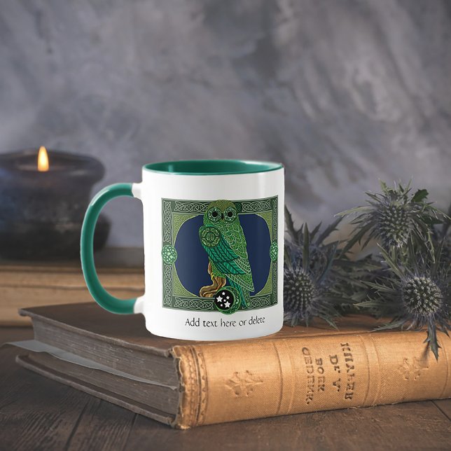 Celtic Green Owl Knotwork Art Nouveau  Mug (Creator Uploaded)