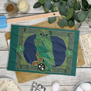 Celtic Green Owl Towel