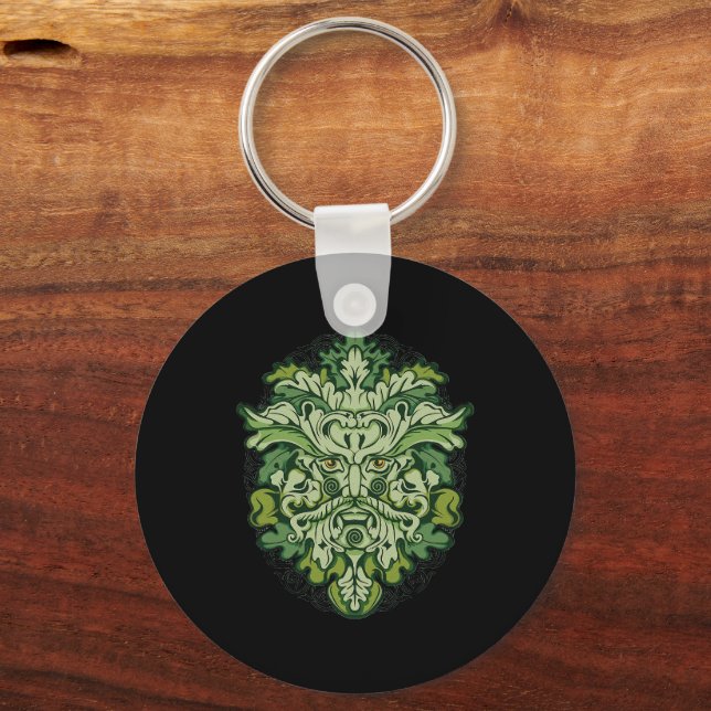 Celtic Green Pagan Irish Scottish Mythology God Keychain (Front)