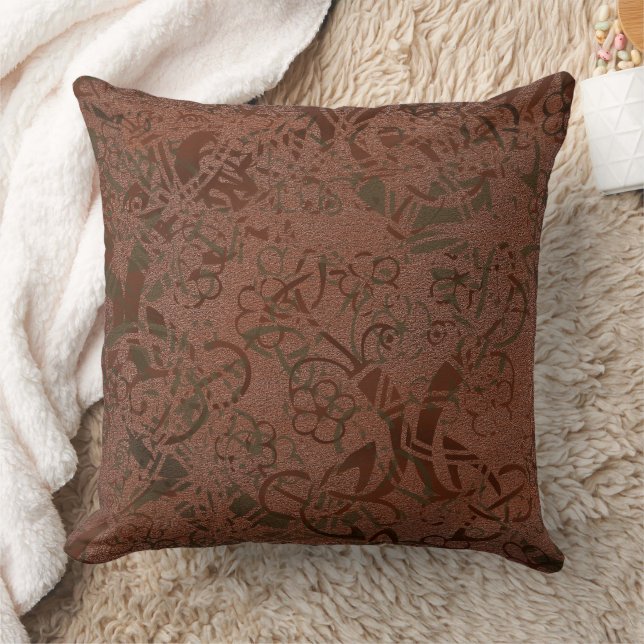 Celtic Green Rust Pattern Throw Pillow (Blanket)