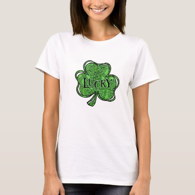 Celtic green shamrock Saint Patrick's day T shirt (Front)