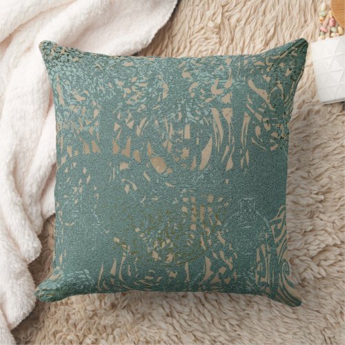 Celtic Green Tan Pattern Throw Pillow