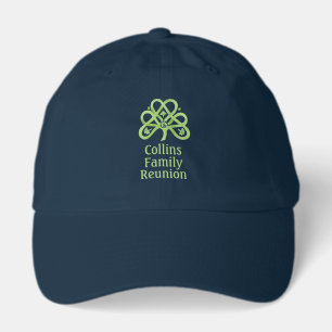 Celtic Green Watercolor Shamrock NAME Hat