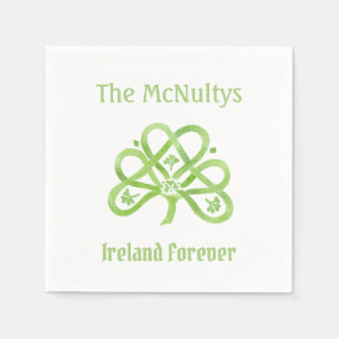 Celtic Green Watercolor Shamrock Napkins