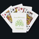 Celtic Green Watercolor Shamrock Playing Cards<br><div class="desc">Celtic Green Watercolor Shamrock CUSTOM Playing Cards. Show your Irish pride using this handpainted watercolor shamrock deck of cards with the words Erin Go Bragh, "Ireland Forever". Whether you are Irish for a day or have a long family line, enjoy using thesse customizable playing cards printed with a delicate Celtic...</div>